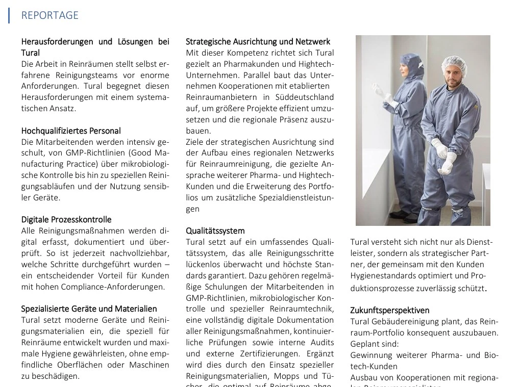 Reinraumreinigung deutschland Reinraum Pharma Halbleiter Gebäudereinigung